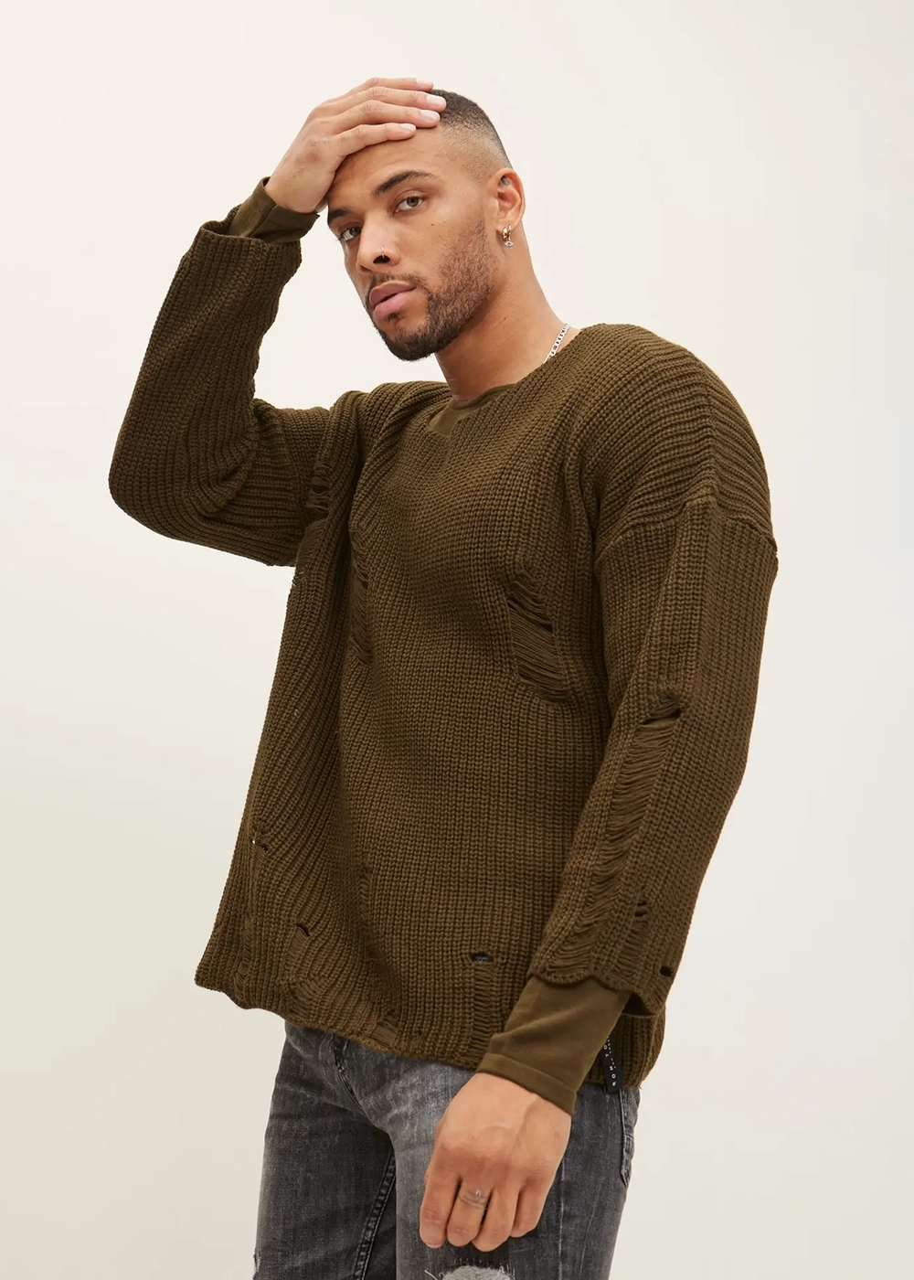 Green Two Piece Distressed Sweater - Image 2