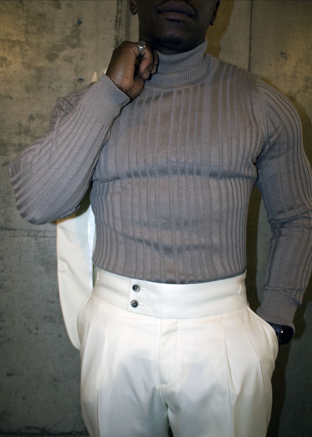 Gray Roll Neck Sweater - Image 3